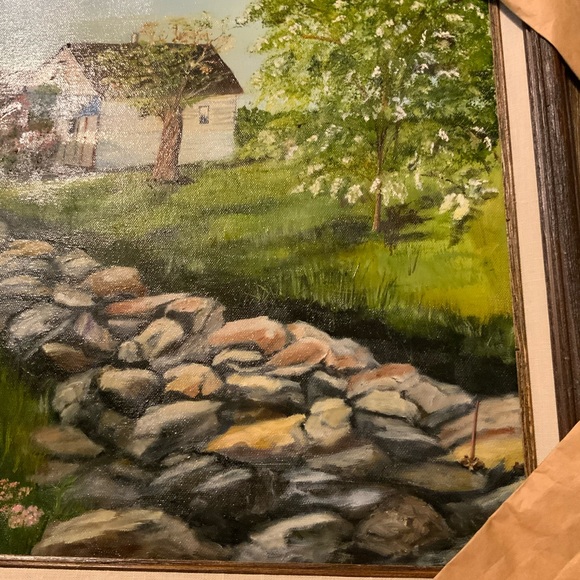 14x18 Beautiful scenic cottage great depth detail & beauty soft canvas framed - Picture 5 of 9